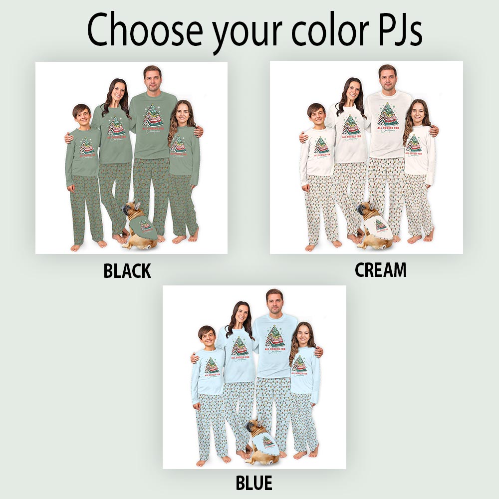 Cute All Booked for Christmas Pajamas Family And Dog