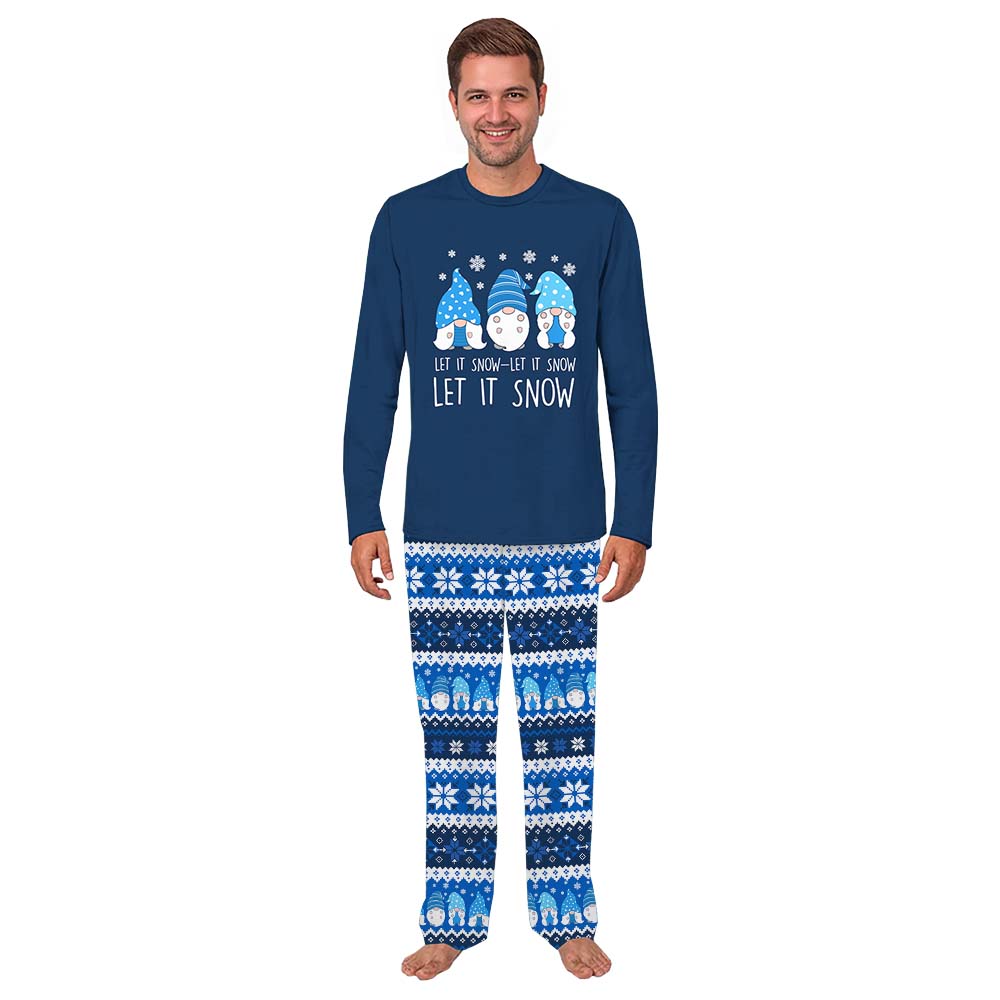 Ugly Blue Gnome Christmas Pajamas Saying Let It Snow Ugly Blue Gnome Christmas Pajamas Saying Let It Snow