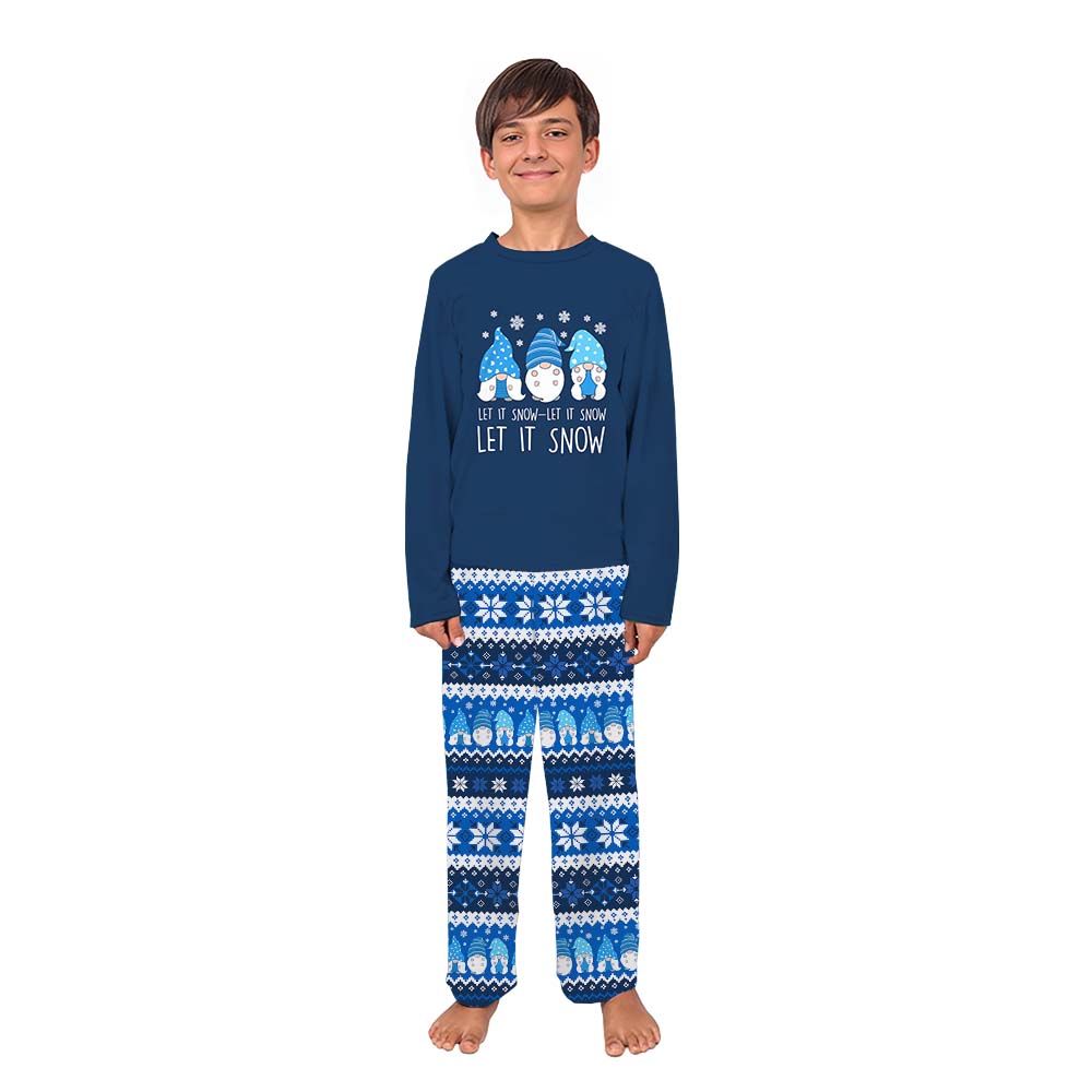 Ugly Blue Gnome Christmas Pajamas Saying Let It Snow Ugly Blue Gnome Christmas Pajamas Saying Let It Snow
