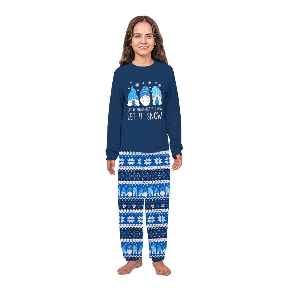 Ugly Blue Gnome Christmas Pajamas Saying Let It Snow Ugly Blue Gnome Christmas Pajamas Saying Let It Snow