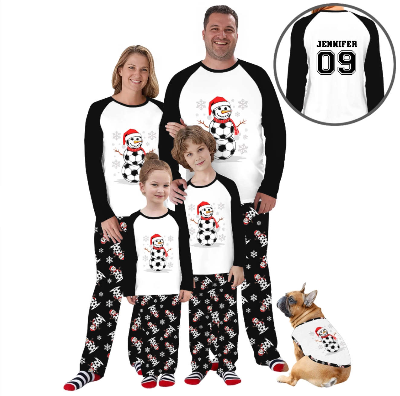 Personalized Soccer Snowman Christmas Pajamas With Name and Number Personalized Soccer Snowman Christmas Pajamas With Name and Number