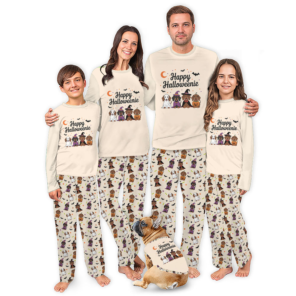 Happy Halloweenie Dachshund Matching Family Pj Sets Happy Halloweenie Dachshund Matching Family Pj Sets