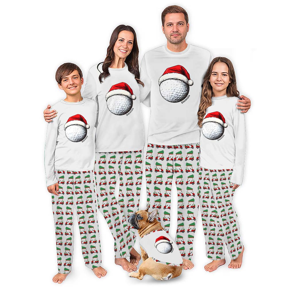 Personalized Name Golf Christmas Pajamas With Pockets Personalized Name Golf Christmas Pajamas With Pockets