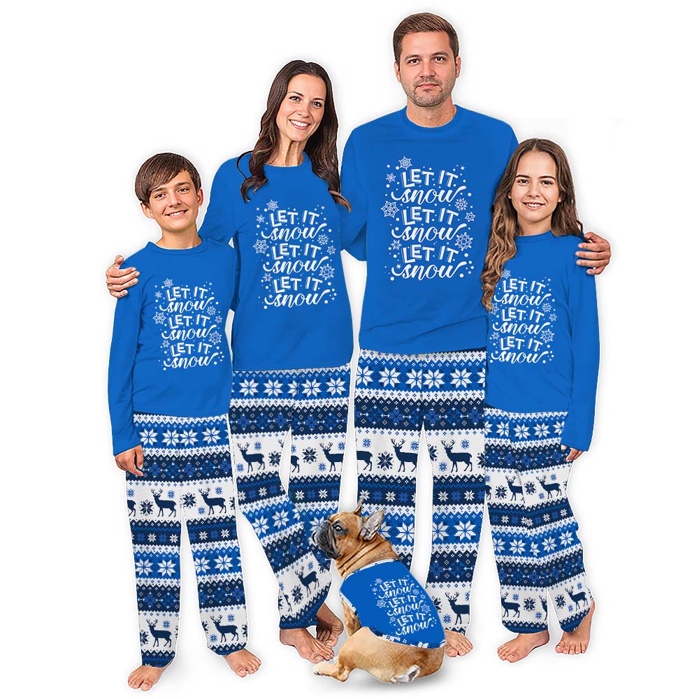 Let It Snow Ugly Christmas Pajamas Matching With Dog Let It Snow Ugly Christmas Pajamas Matching With Dog