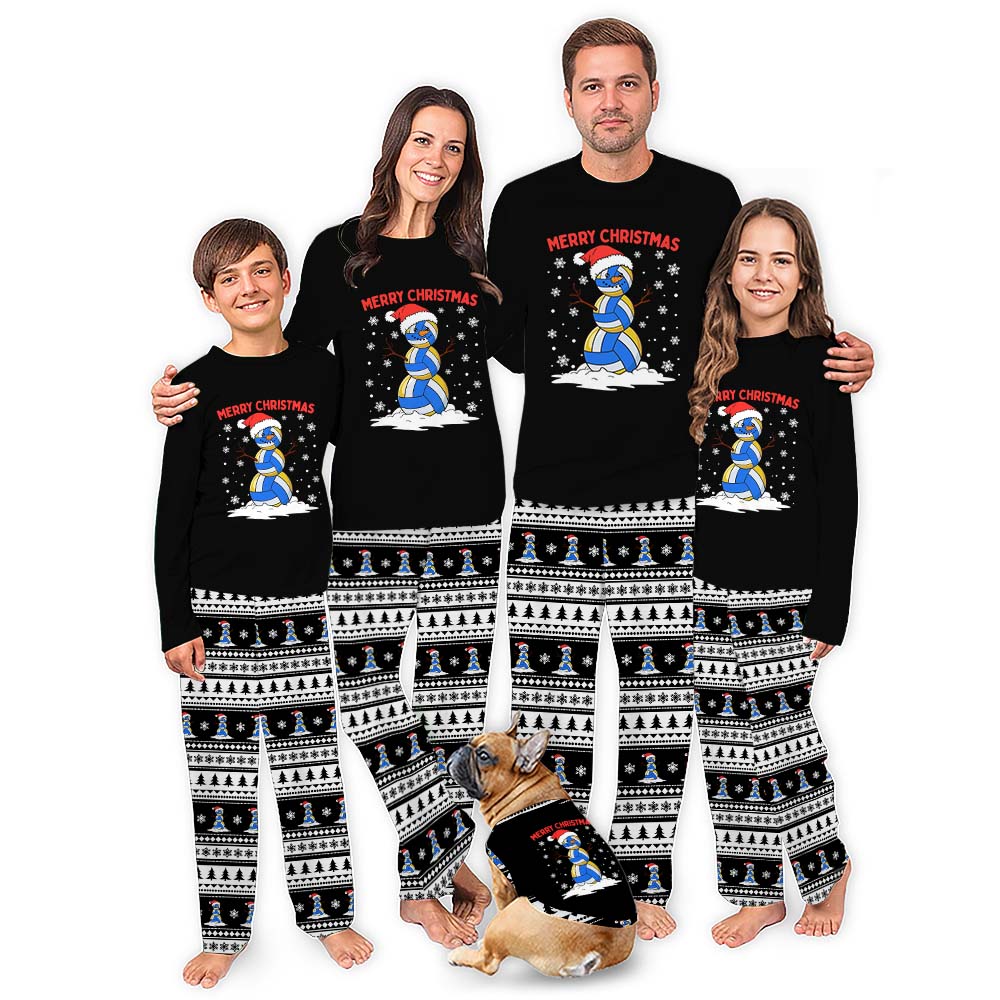 Volleyball Snowman Ugly Christmas Pajamas With Pockets Volleyball Snowman Ugly Christmas Pajamas With Pockets