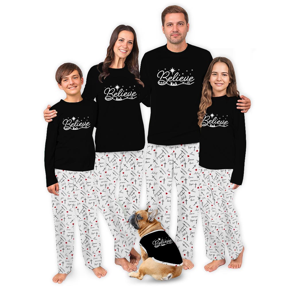 Black Believe Nativity Christmas Pajama Set Family Black Believe Nativity Christmas Pajama Set Family