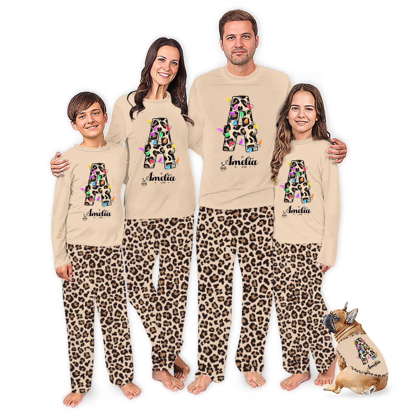 Personalized Leopard Pajamas With Name Matching Xmas Live Preview Personalized Leopard Pajamas With Name Matching Xmas Live Preview