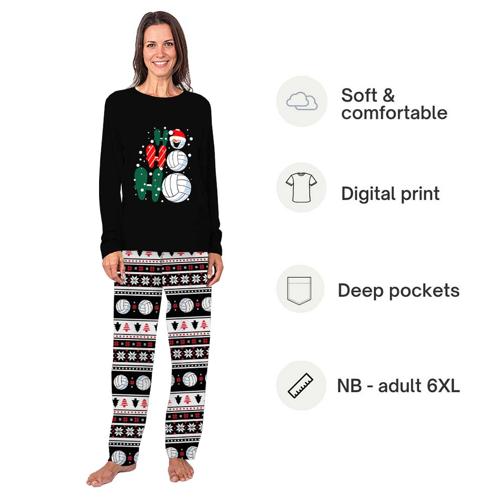 Volleyball Snowman Matching Family Christmas Pajamas Saying Ho Ho Ho