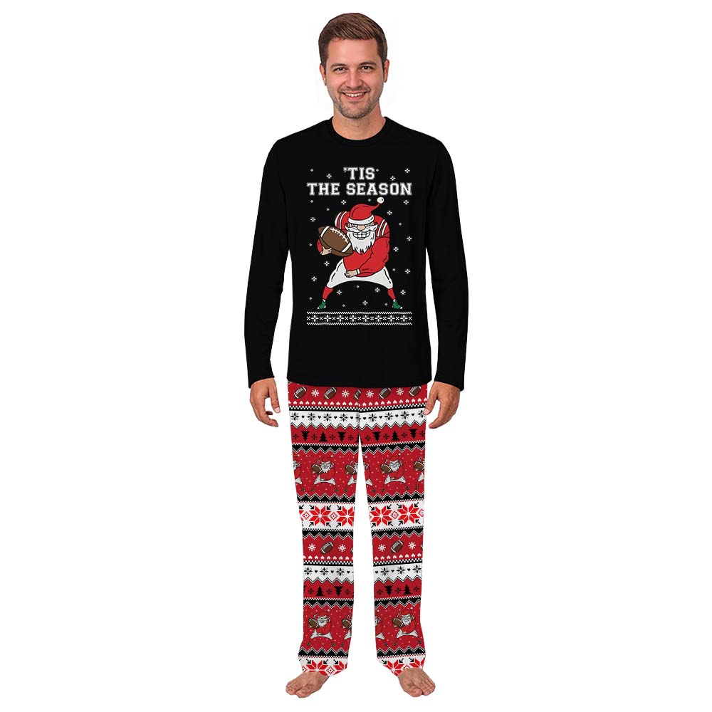Ugly Matching Family Football Pajamas With Christmas Santa