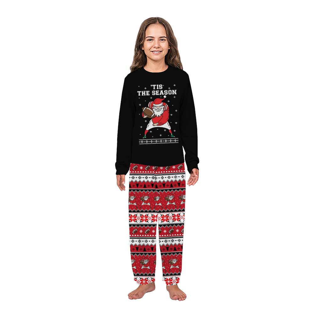 Ugly Matching Family Football Pajamas With Christmas Santa