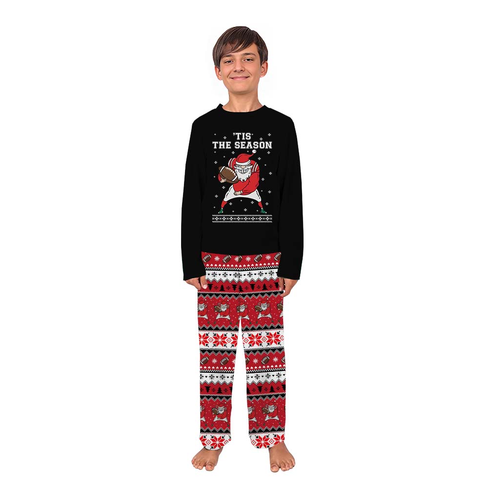 Ugly Matching Family Football Pajamas With Christmas Santa