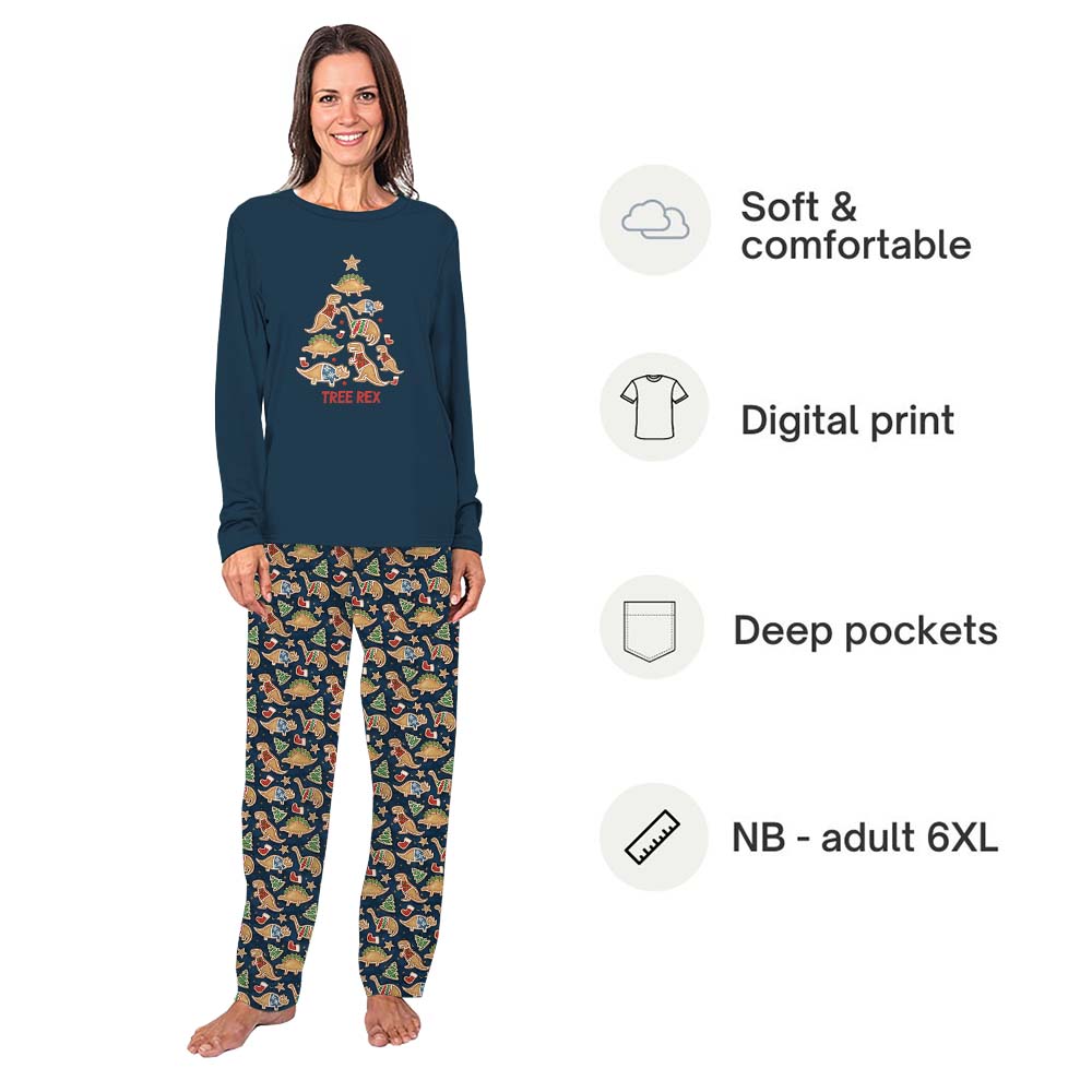 Dinosaur Christmas Cookie Pajamas With Pockets Dinosaur Christmas Cookie Pajamas With Pockets