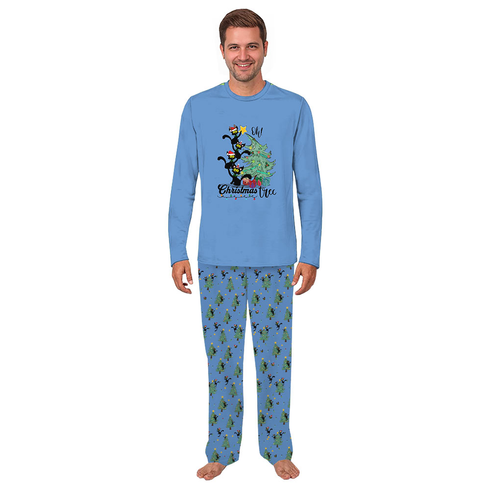 Funny Black Cat Christmas Tree Matching Family Pajama Sets Funny Black Cat Christmas Tree Matching Family Pajama Sets
