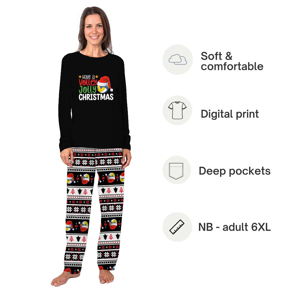 Black Have a Volley Jolley Christmas Matching PJs Family Black Have a Volley Jolley Christmas Matching PJs Family