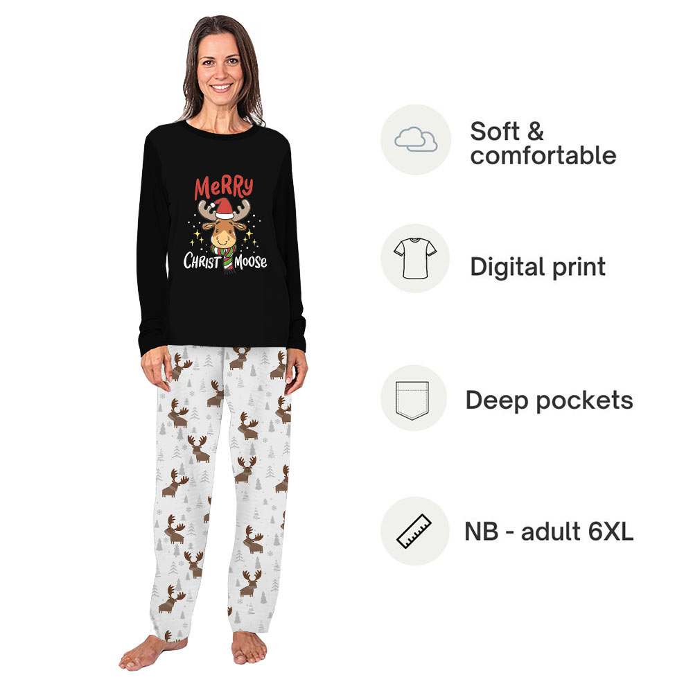 Cute Moose Merry Christmas Pajamas Matching Family Sleepwear Cute Moose Merry Christmas Pajamas Matching Family Sleepwear