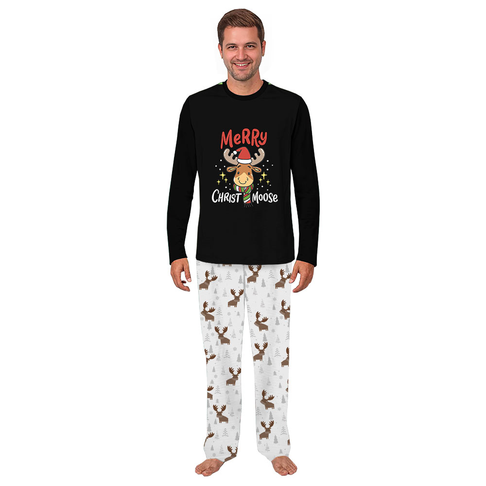 Cute Moose Merry Christmas Pajamas Matching Family Sleepwear Cute Moose Merry Christmas Pajamas Matching Family Sleepwear