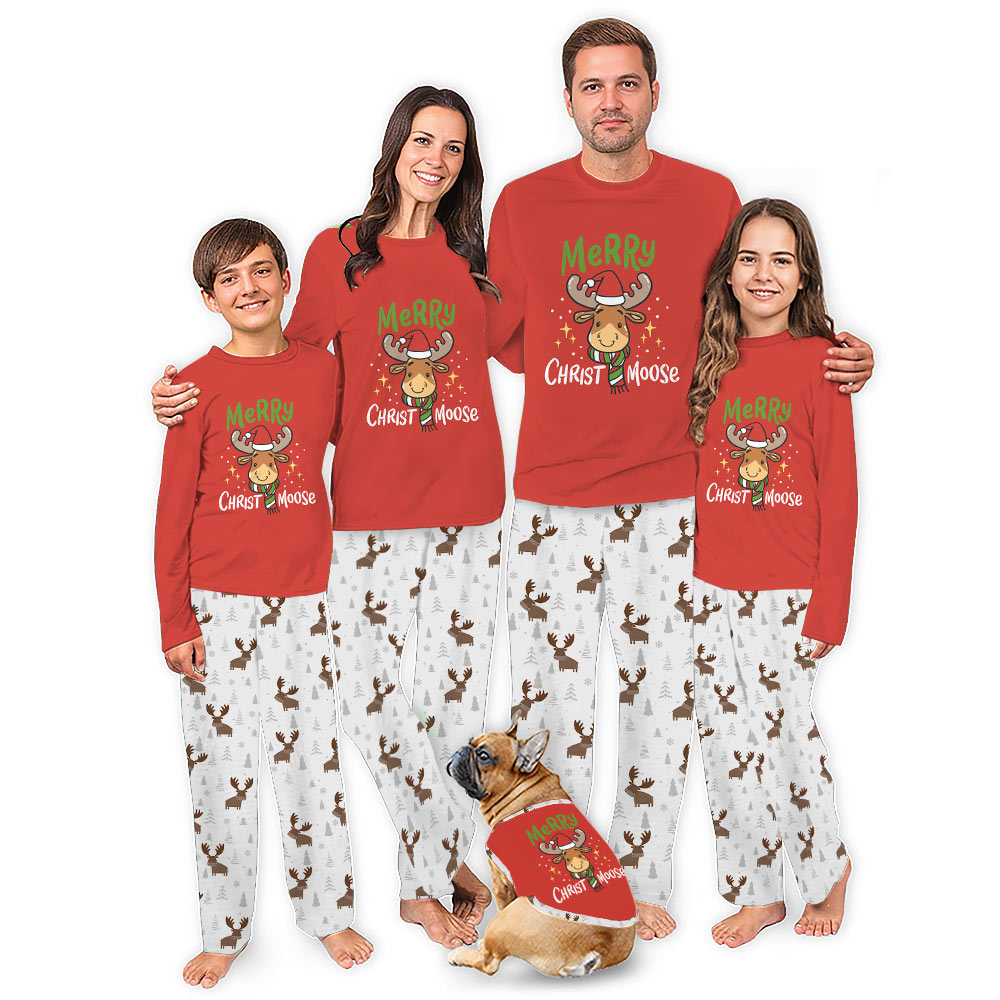 Cute Moose Merry Christmas Pajamas Matching Family Sleepwear Cute Moose Merry Christmas Pajamas Matching Family Sleepwear