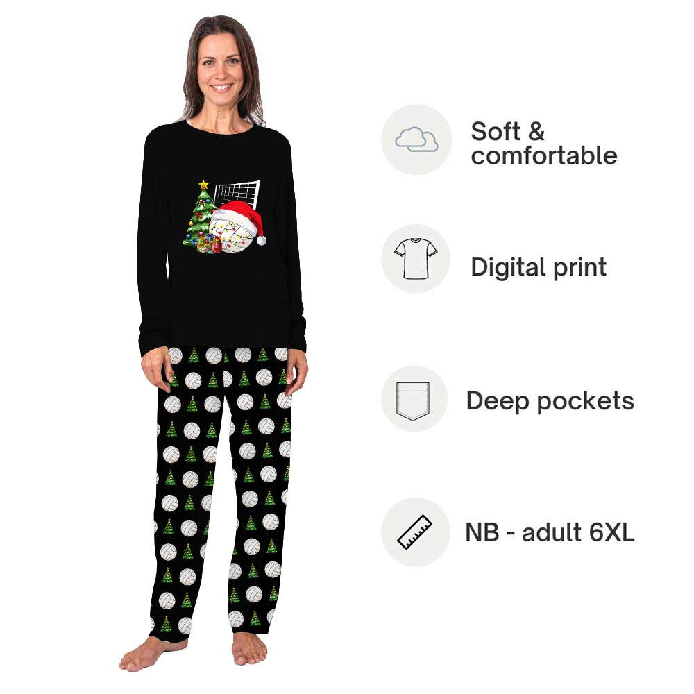 Christmas Volleyball wearing Santa Hat Pajamas For Dogs And Family
