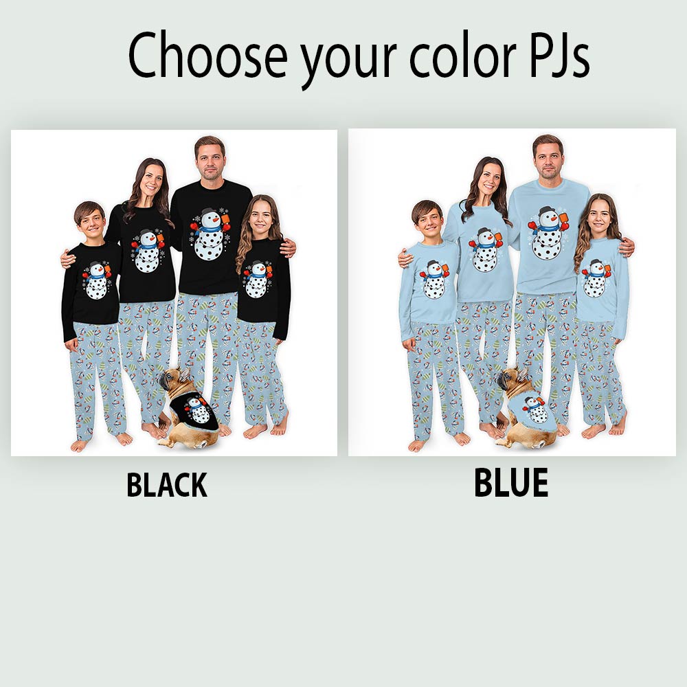 Pickleball Snowman Christmas Pajamas Matching Family And Dog Pickleball Snowman Christmas Pajamas Matching Family And Dog