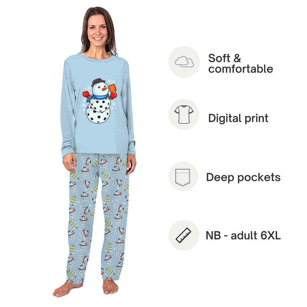 Pickleball Snowman Christmas Pajamas Matching Family And Dog Pickleball Snowman Christmas Pajamas Matching Family And Dog