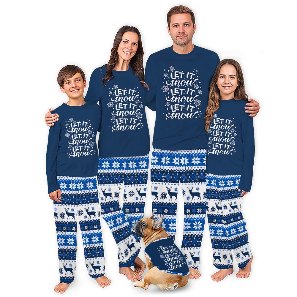 Let It Snow Ugly Christmas Pajamas Matching With Dog Let It Snow Ugly Christmas Pajamas Matching With Dog