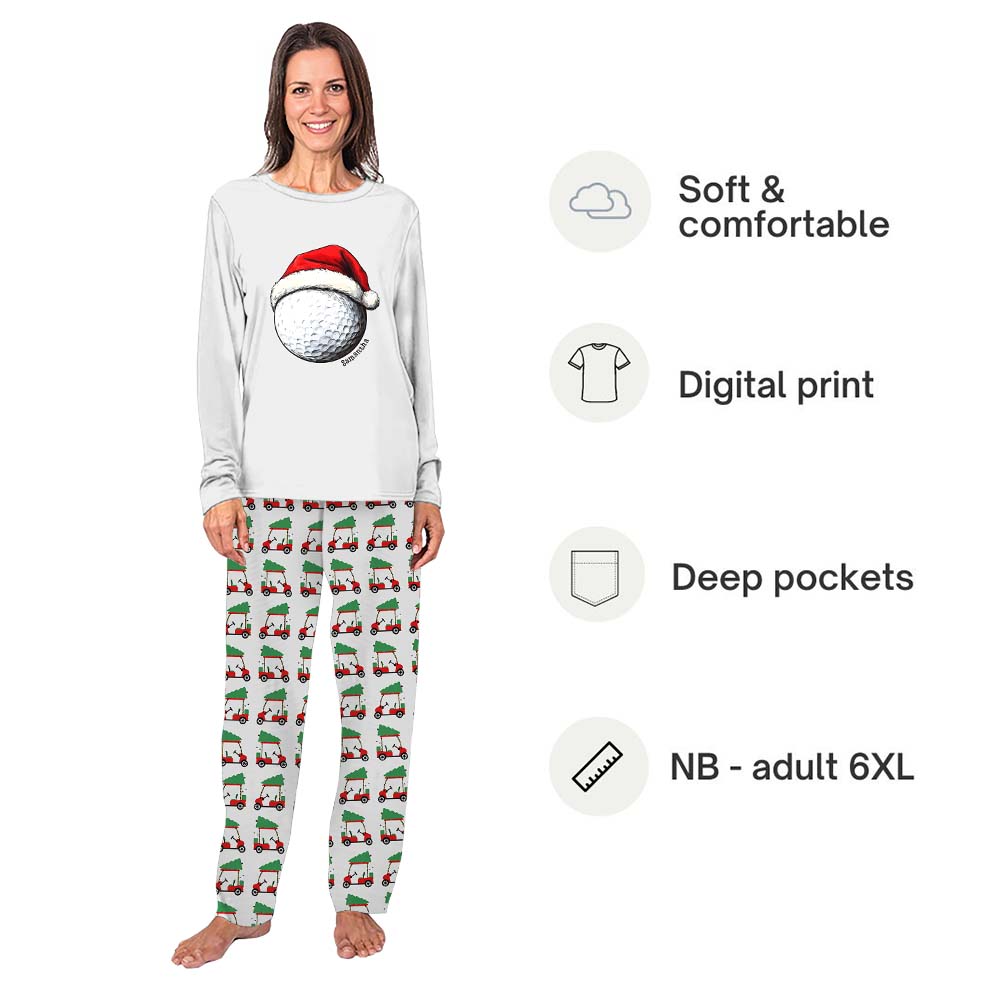 Personalized Name Golf Christmas Pajamas With Pockets Personalized Name Golf Christmas Pajamas With Pockets