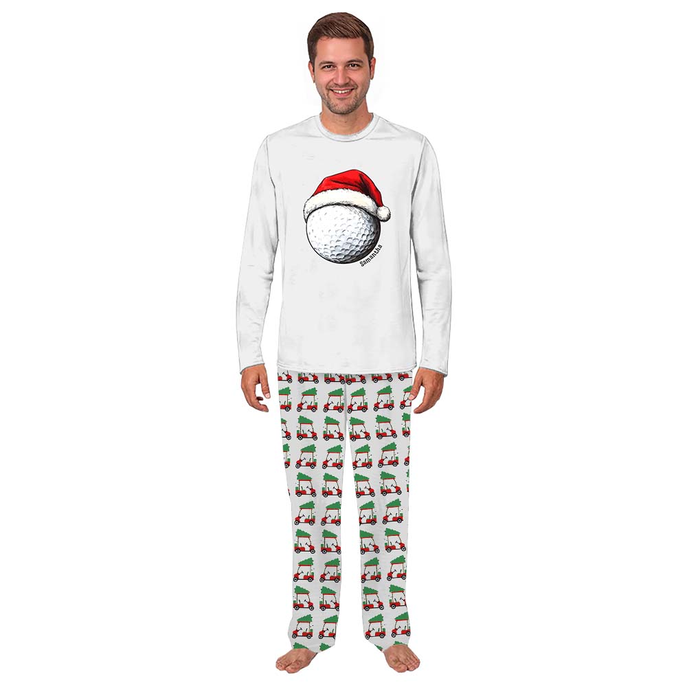 Personalized Name Golf Christmas Pajamas With Pockets Personalized Name Golf Christmas Pajamas With Pockets