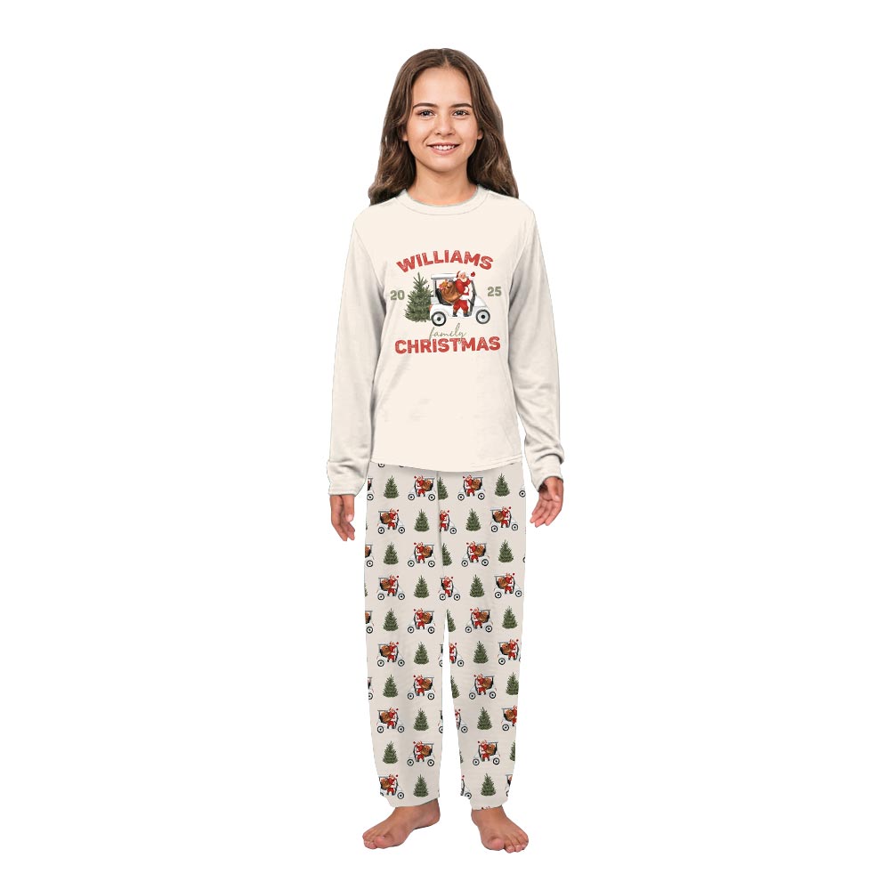 Custom Family Name Christmas Golf Pajamas with Dog Custom Family Name Christmas Golf Pajamas with Dog