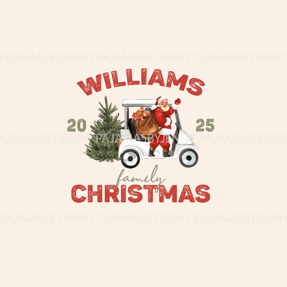 Custom Family Name Christmas Golf Pajamas with Dog Custom Family Name Christmas Golf Pajamas with Dog