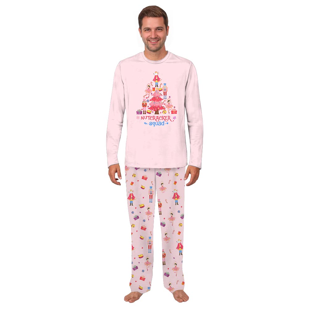 Pink Nutcracker Squad Christmas Tree Matching PJs With Dog Pink Nutcracker Squad Christmas Tree Matching PJs With Dog