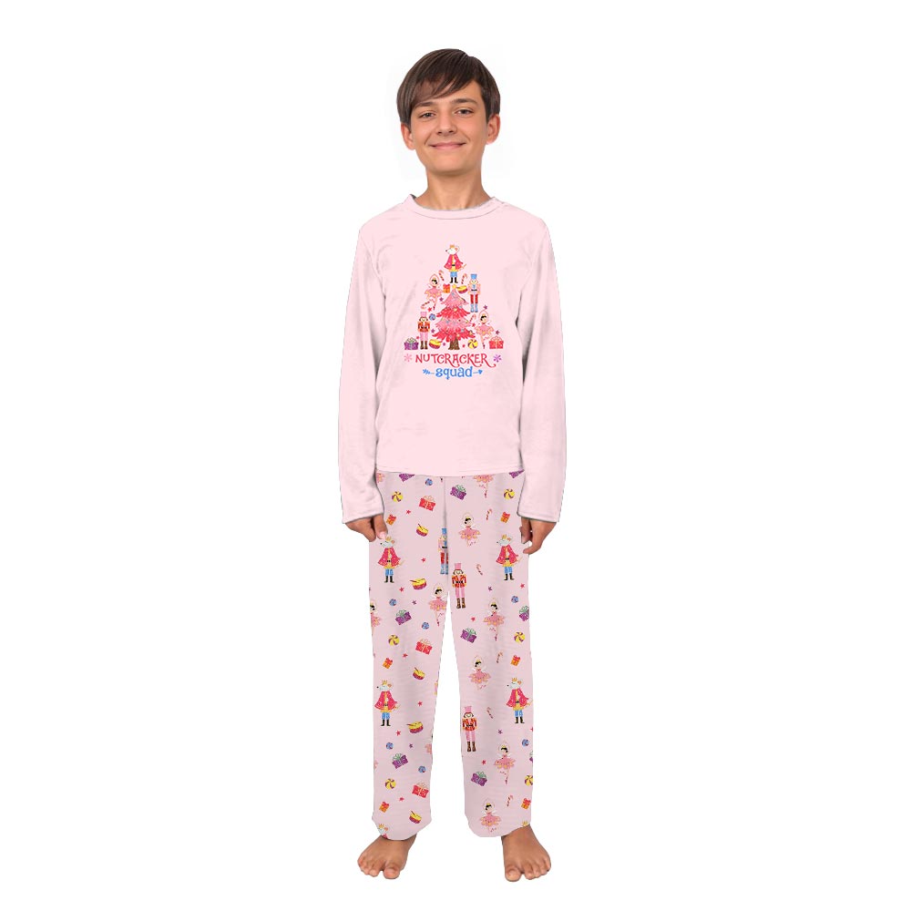 Pink Nutcracker Squad Christmas Tree Matching PJs With Dog Pink Nutcracker Squad Christmas Tree Matching PJs With Dog