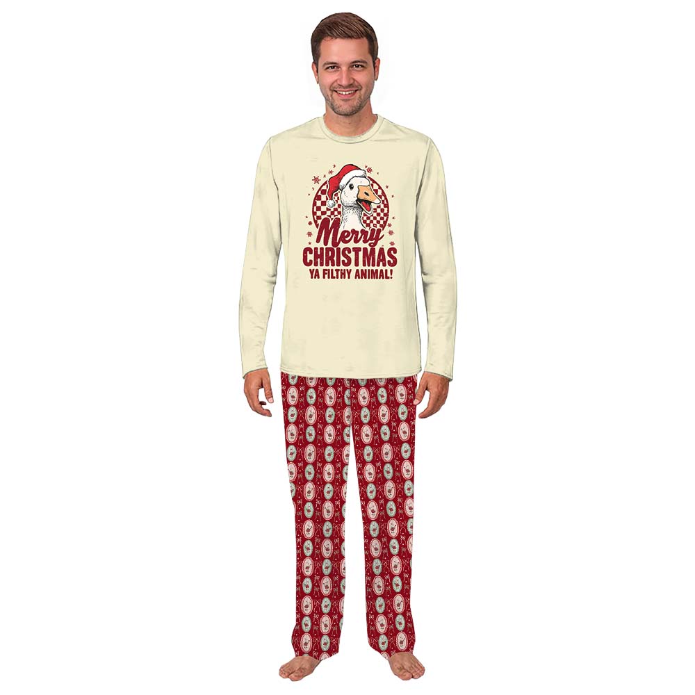 Goose Matching Family Pjs Saying Merry Christmas Ya Filthy Animal