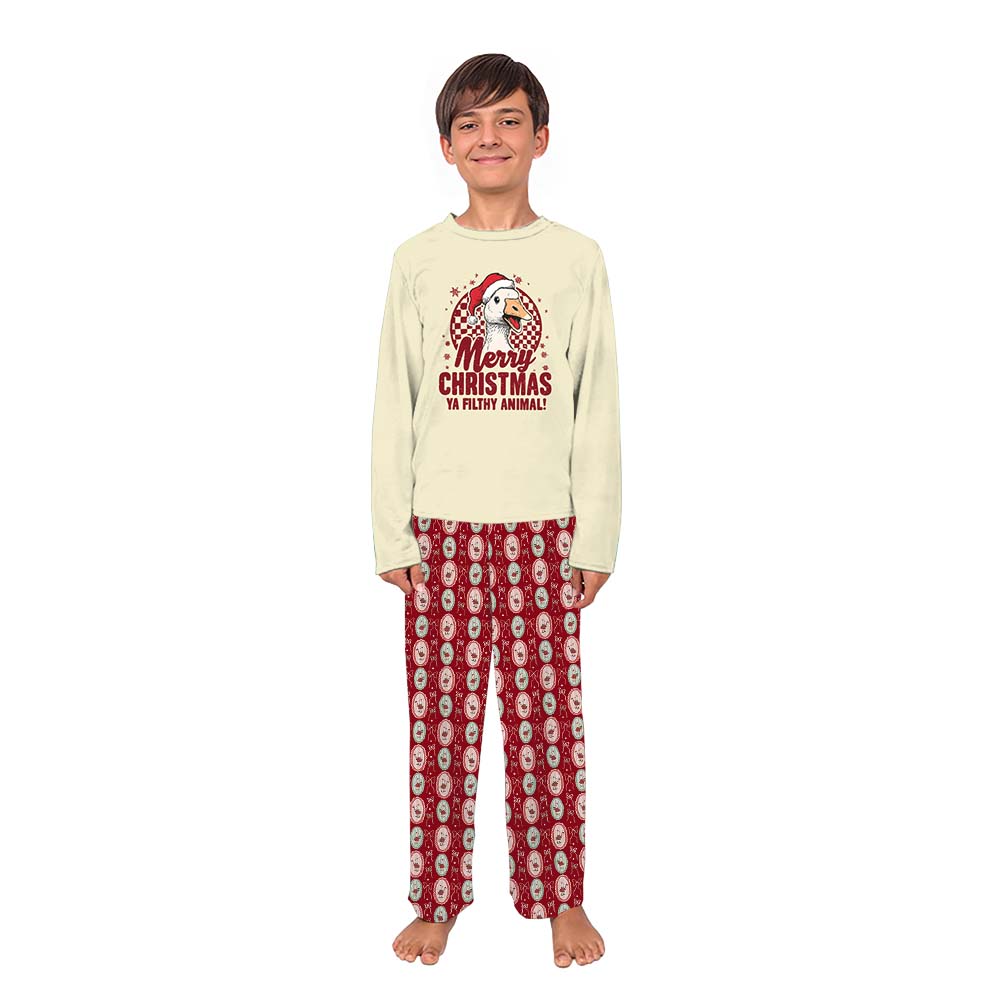 Goose Matching Family Pjs Saying Merry Christmas Ya Filthy Animal
