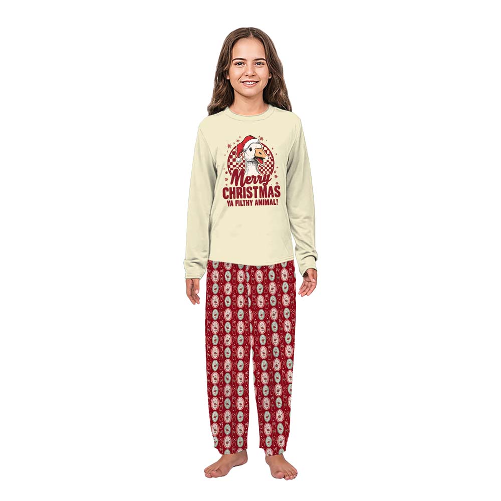 Goose Matching Family Pjs Saying Merry Christmas Ya Filthy Animal