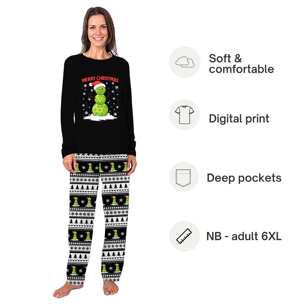 Pickleball Snowman Tacky Christmas Pajamas With Dog Pickleball Snowman Tacky Christmas Pajamas With Dog
