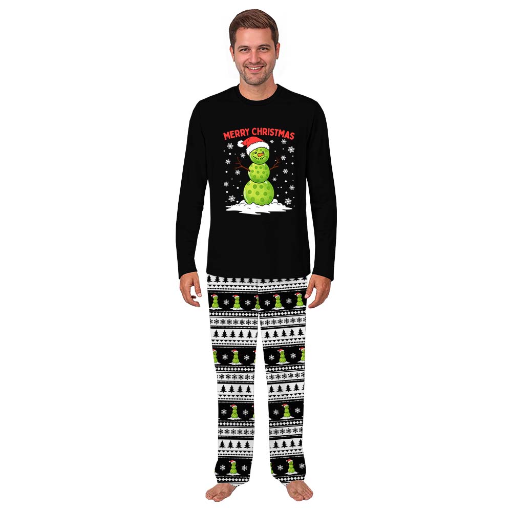 Pickleball Snowman Tacky Christmas Pajamas With Dog Pickleball Snowman Tacky Christmas Pajamas With Dog