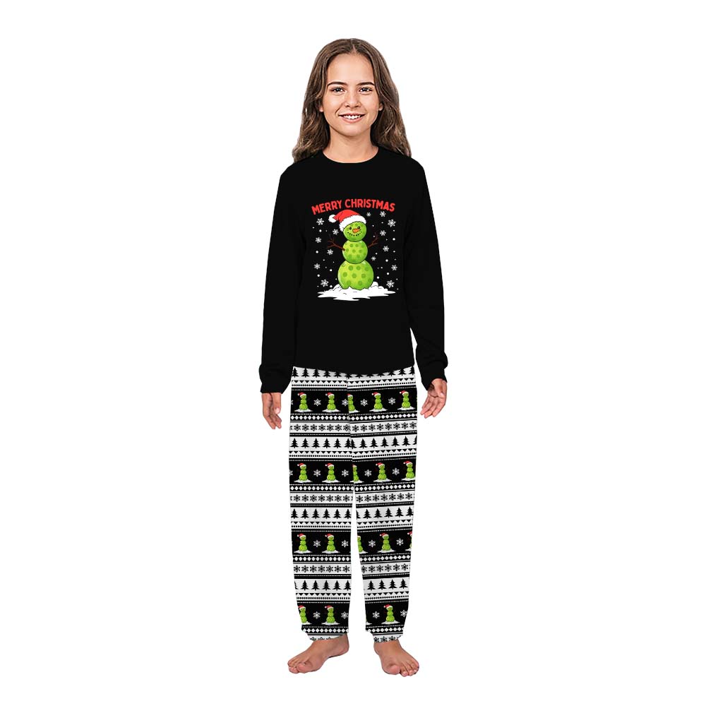 Pickleball Snowman Tacky Christmas Pajamas With Dog Pickleball Snowman Tacky Christmas Pajamas With Dog