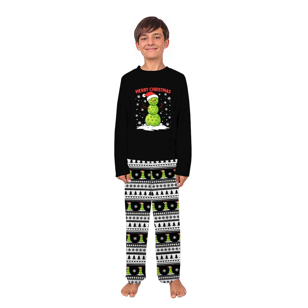 Pickleball Snowman Tacky Christmas Pajamas With Dog Pickleball Snowman Tacky Christmas Pajamas With Dog