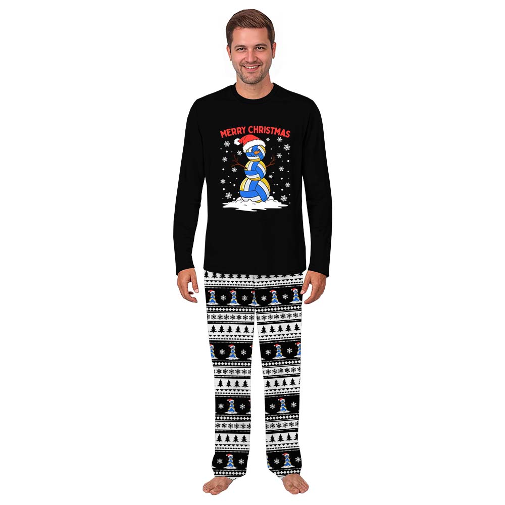 Volleyball Snowman Ugly Christmas Pajamas With Pockets Volleyball Snowman Ugly Christmas Pajamas With Pockets