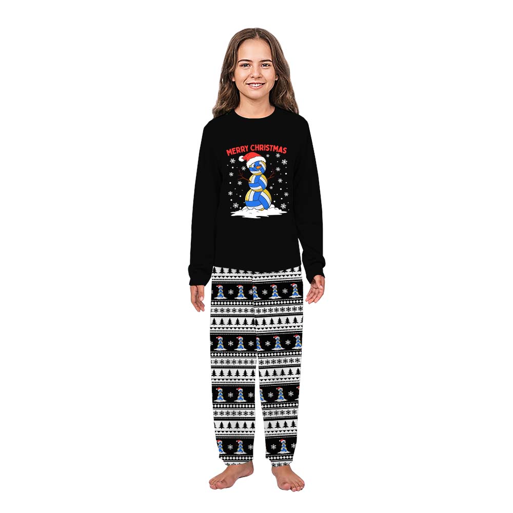 Volleyball Snowman Ugly Christmas Pajamas With Pockets Volleyball Snowman Ugly Christmas Pajamas With Pockets