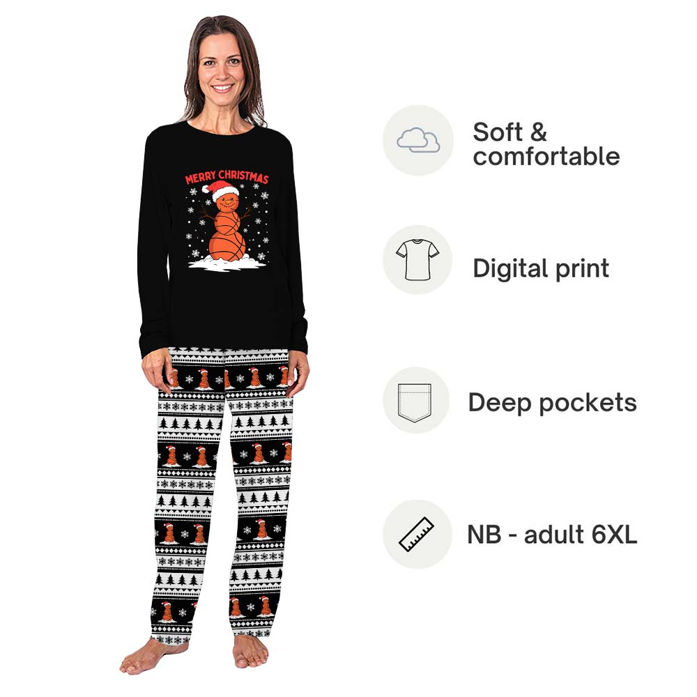 Basketball Snowman Ugly Christmas Pajamas All Sizes Basketball Snowman Ugly Christmas Pajamas All Sizes