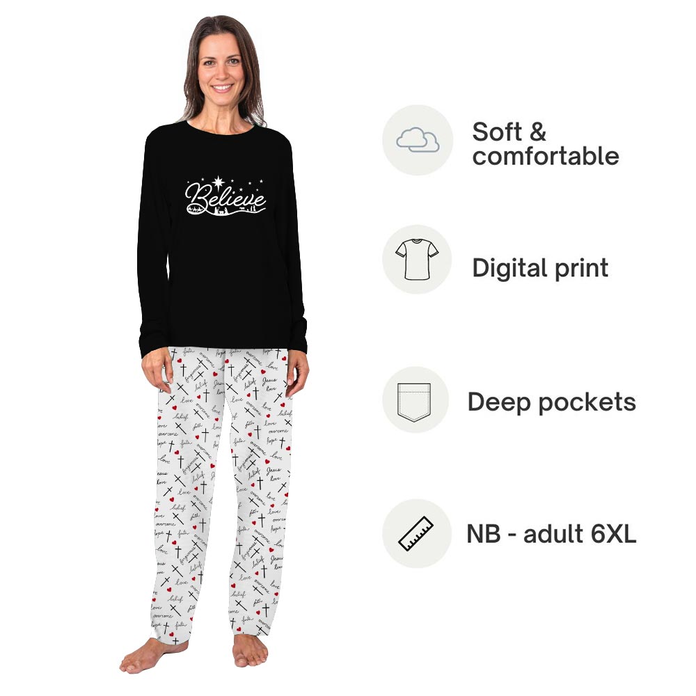 Black Believe Nativity Christmas Pajama Set Family Black Believe Nativity Christmas Pajama Set Family