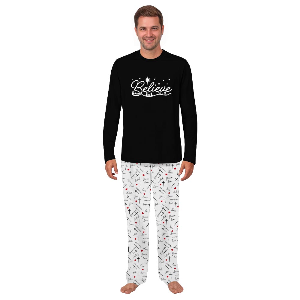 Black Believe Nativity Christmas Pajama Set Family Black Believe Nativity Christmas Pajama Set Family