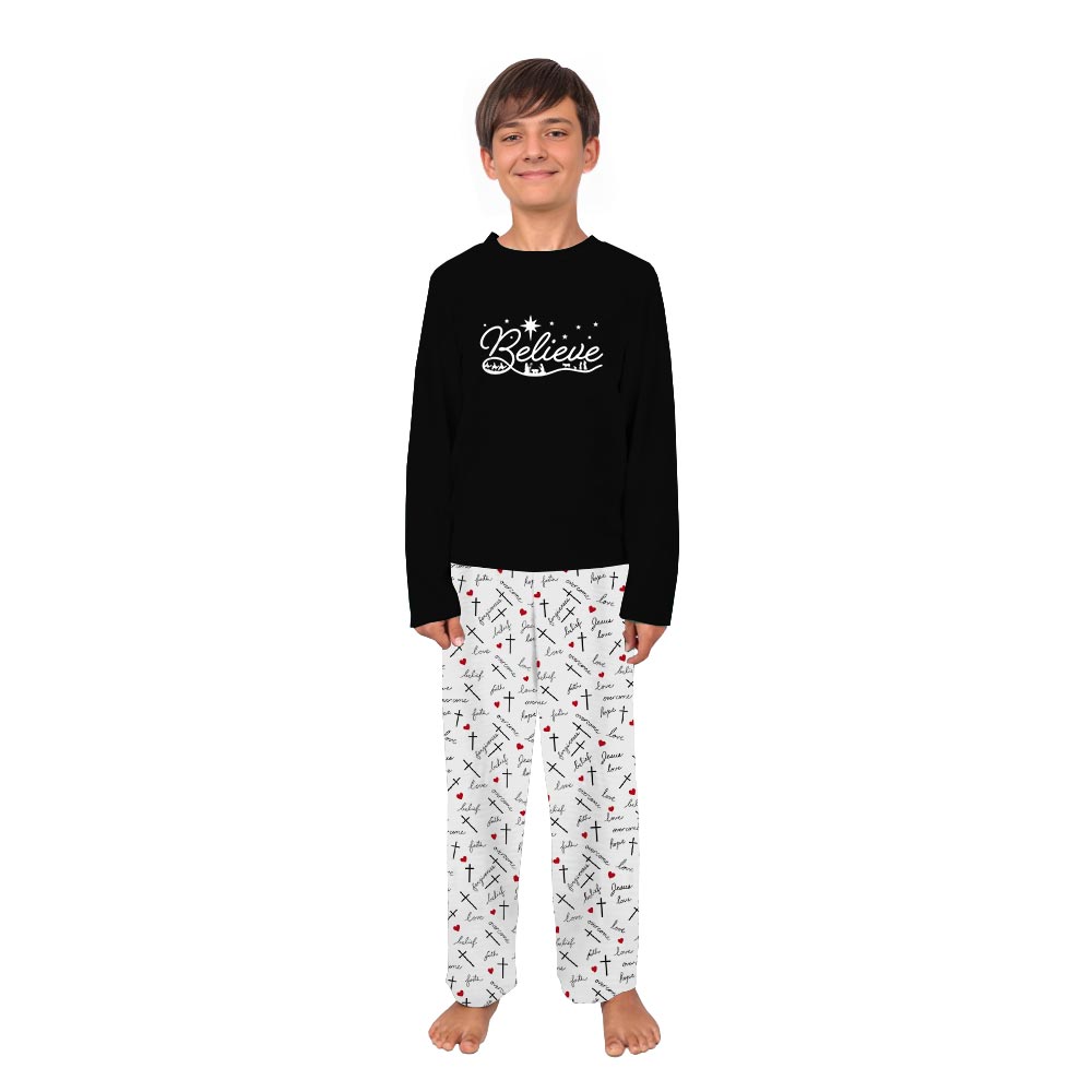 Black Believe Nativity Christmas Pajama Set Family Black Believe Nativity Christmas Pajama Set Family