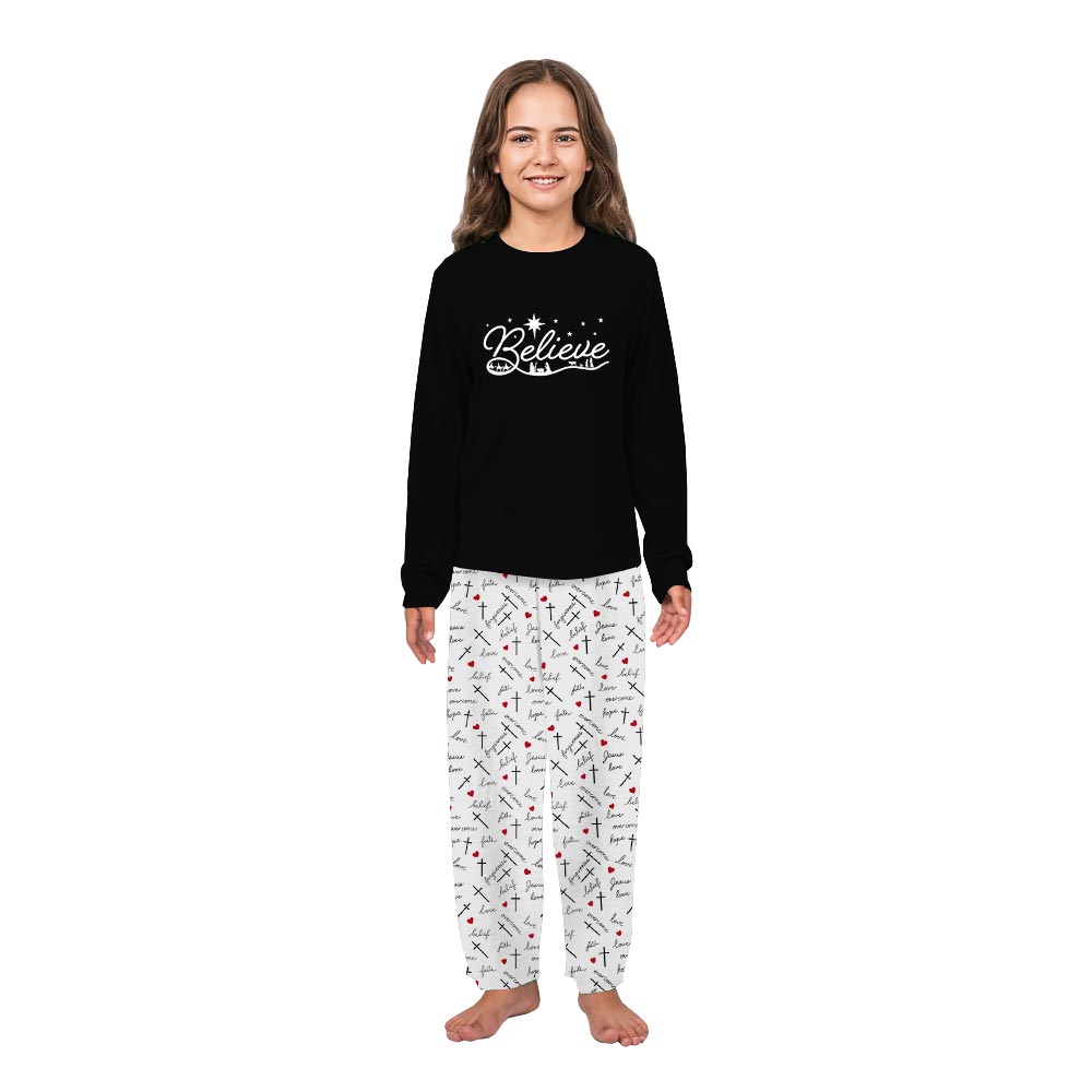 Black Believe Nativity Christmas Pajama Set Family Black Believe Nativity Christmas Pajama Set Family