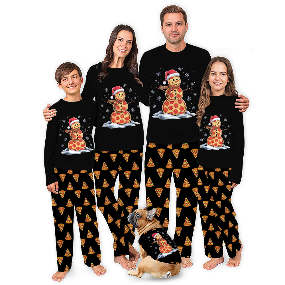 Cutest Pizza Snowman Matching Family Christmas Pajamas With Dog Cutest Pizza Snowman Matching Family Christmas Pajamas With Dog