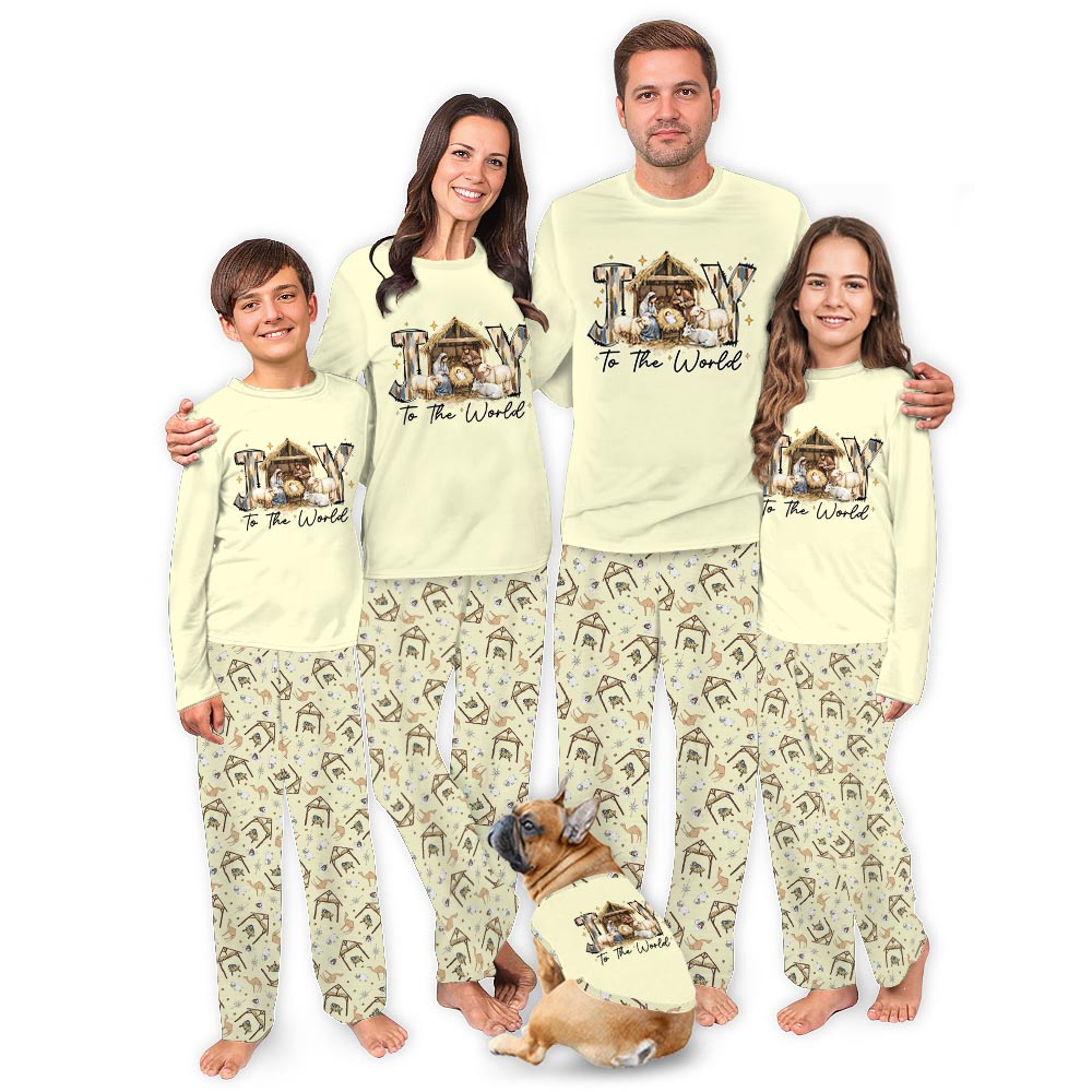 Nativity Joy To The World Christmas Matching Xmas Pajamas Nativity Joy To The World Christmas Matching Xmas Pajamas