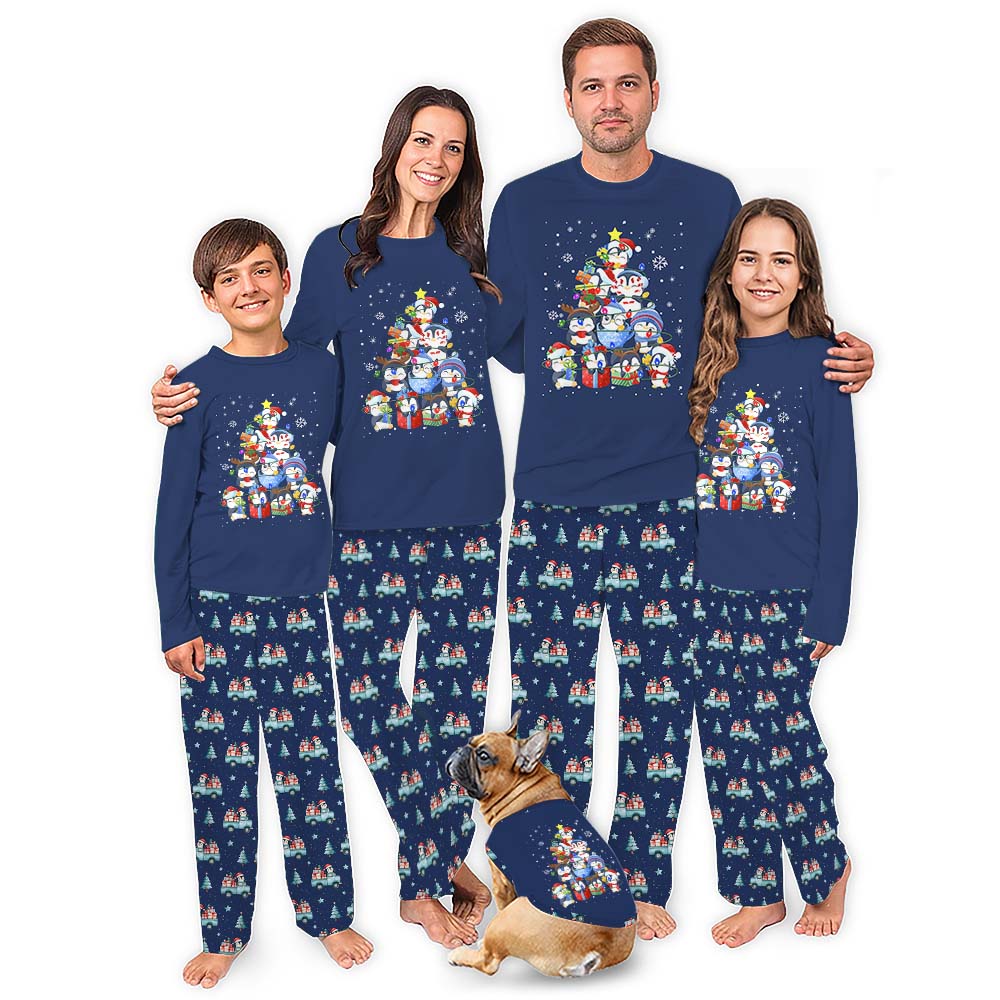 Cute Penguin Christmas Pajamas For Family With Pockets Cute Penguin Christmas Pajamas For Family With Pockets