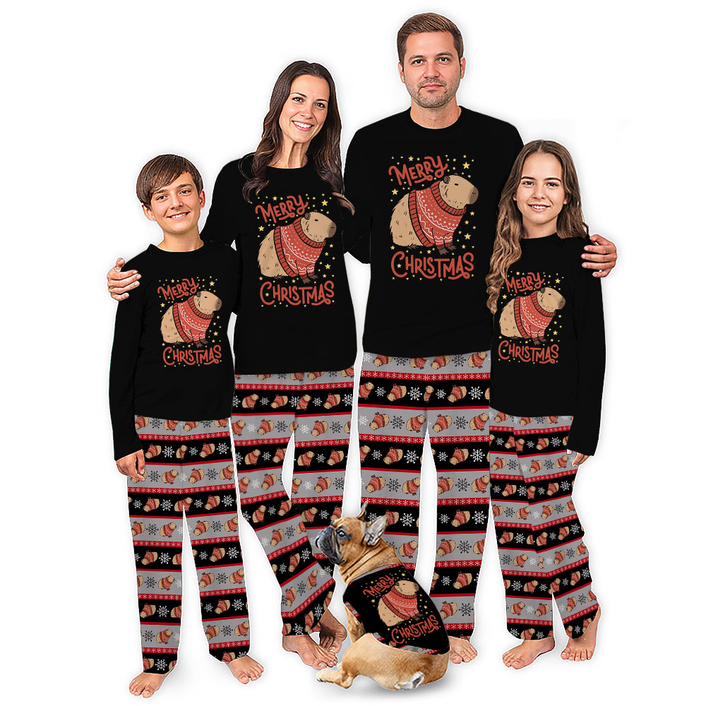 Cute Capybara Merry Christmas Matching Family Jammies Cute Capybara Merry Christmas Matching Family Jammies