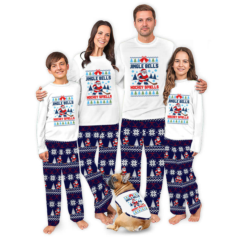 Jingle Bells Hockey Smells Matching Family Christmas Pajamas Jingle Bells Hockey Smells Matching Family Christmas Pajamas